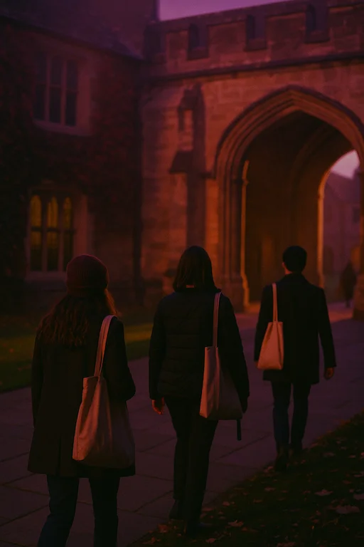 Universidades y educación: campus al atardecer